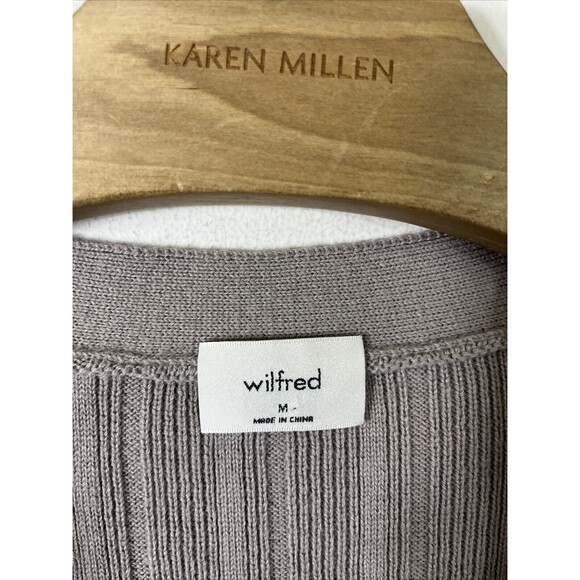 Wilfred Aritzia Merino Wool Ribbed Knit Plunge Front Cropped Cardigan - Picture 2 of 8